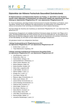 Diplomfeier der H&ouml;heren Fachschule Gesundheit