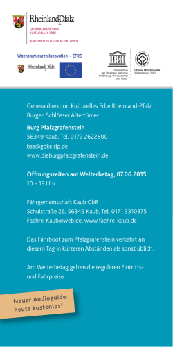 Flyer I Welterbetag 07.06.2015 auf Pfalzgrafenstein