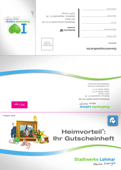 Gutscheinheft Fr&uuml;hjahr 2015