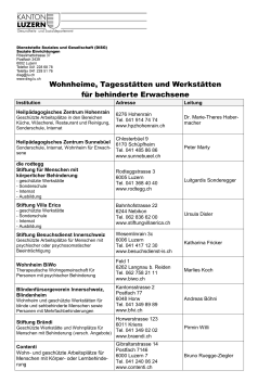 Wohnheime, Tagesstätten und Werkstätten für behinderte