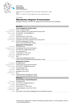 Liste aller Privatschulen im Kanton Zürich