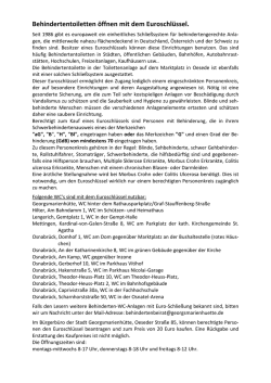 Behindertentoiletten &ouml;ffnen mit dem Euroschl&uuml;ssel.