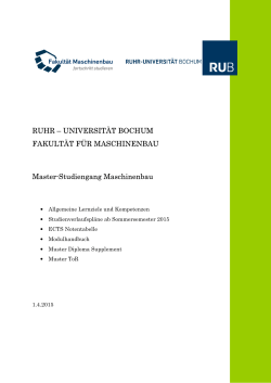 Master ab SoSe 2015 - Fakultät für Maschinenbau - Ruhr