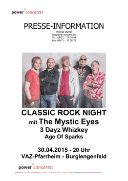 PRESSE-INFORMATION CLASSIC ROCK NIGHT mit The Mystic Eyes