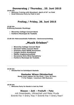 Programm Samstag / Sonntag 2015