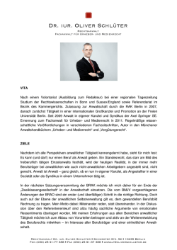 Dr. iur. Oliver Schl&uuml;ter - Rechtsanwaltskammer Berlin