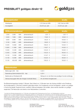 PREISBLATT goldgas direkt 12