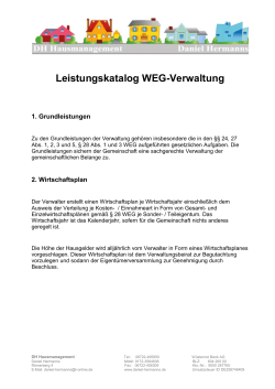 Leistungskatalog WEG-Verwaltung