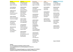 Jugend-Trainingsplan f&uuml;r die Sommersaison 2015