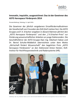 Das ist der Gewinner des ASTO Aerospace Förderpreis 2014