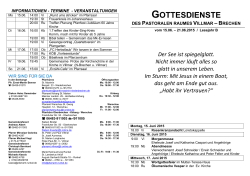 Gottesdienste PA 15.-21.Juni 2015