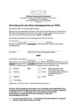 Anmeldeformular offene Ganztagsschule 2015