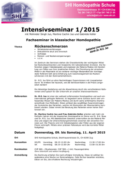 Intensivseminar 1/2015 - SHI Haus der Hom&ouml;opathie