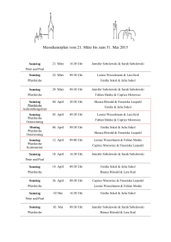 Messdienerplan vom 21. März bis zum 31. Mai 2015