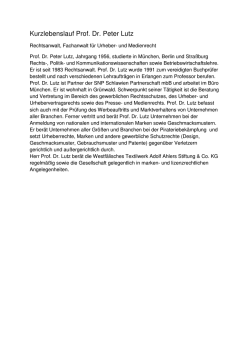Kurzlebenslauf Prof. Dr. Peter Lutz