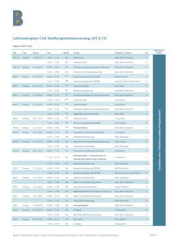 Lektionenplan CAS Siedlungsentwässerung 2015/16