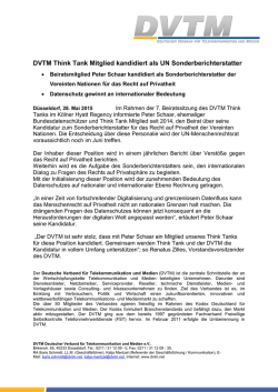 DVTM Think Tank Mitglied kandidiert als UN Sonderberichterstatter