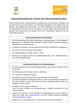 Informationsblatt f&uuml;r Partner der Ehrenamtskarte Werl