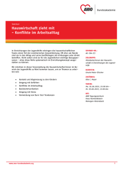 Hauswirtschaft zieht mit - Konflikte im Arbeitsalltag