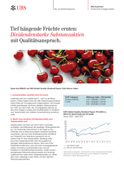 Tief hängende Früchte ernten: Dividendenstarke - UBS