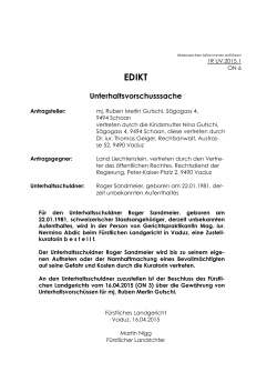 Unterhaltsvorschusssache - Fürstliche Gerichte Liechtenstein