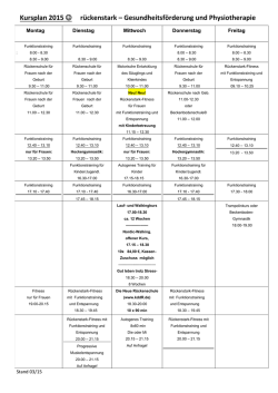 Kursplan 2015 rückenstark – Gesundheitsförderung und