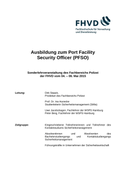 Ausbildung zum Port Facility Security Officer (PFSO) vom 04.05.