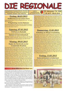 Donnerstag, 12.03.2015 Freitag, 13.03.2015