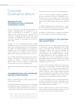 Corporate Governance Bericht 2014