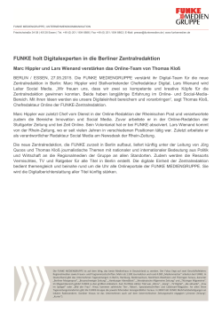 FUNKE holt Digitalexperten in die Berliner Zentralredaktion