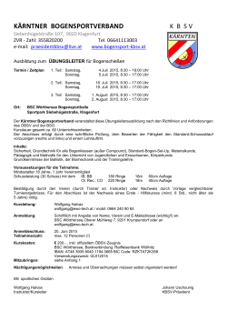 Übungsleiterkurs in Klagenfurt - Beginn 4. Juli 2015