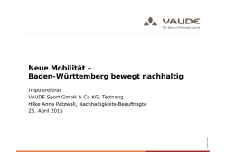 VAUDE Sport GmbH & Co. KG - zum Kongress NEUE MOBILITÄT