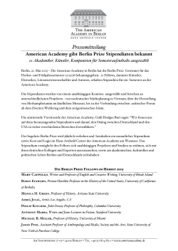 press release - American Academy in Berlin