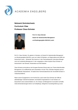CV von Dr. Claus Schreier, HSLU