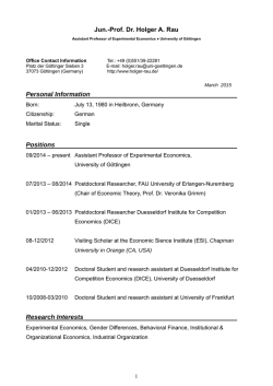 Jun.-Prof. Dr. Holger A. Rau Personal Information Positions