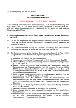 HAUPTSATZUNG der Gemeinde Grebenhain