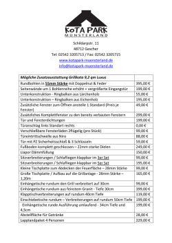 Grillkota 9,2 qm Luxus Preisliste Zusatzausstattungen
