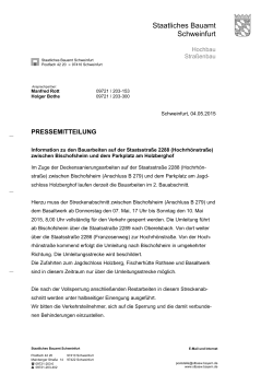 St 2288, Information zu den Bauarbeiten zwischen Bischofsheim