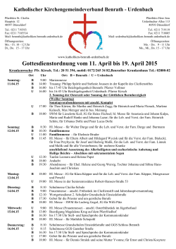 Gottesdienstordnung vom 11. April bis 19. April 2015