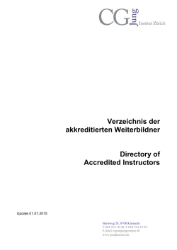 Verzeichnis der akkreditierten Weiterbildner Directory of Accredited