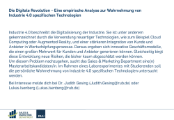 Ausschreibung Masterarbeit Industrie 4.0
