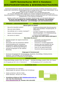 JobFit Sommerkurse 2015 in Konstanz