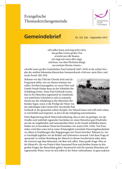 Gemeindebrief - Evangelische Kirchengemeinde Kaltental