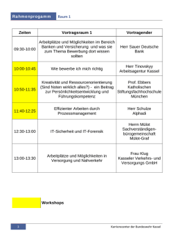 Rahmenprogamm Raum 1 Zeiten Vortragsraum 1