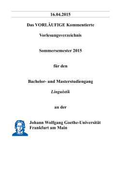 Kommentiertes Vorlesungsverzeichnis - Goethe