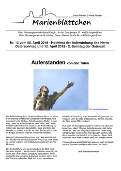 Auferstanden von den Toten - Maria Königin, Lingen & St. Marien