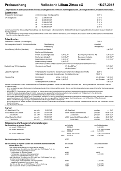 Preisaushang vom 15. April 2015 - Volksbank Löbau