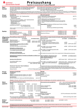 Preisaushang - Sparkasse Germersheim