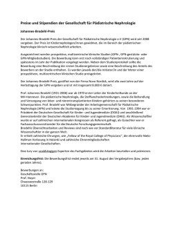 Johannes-Brodehl-Preis - Gesellschaft für Pädiatrische Nephrologie