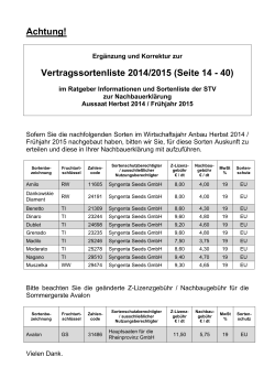 Achtung! Vertragssortenliste 2014/2015 (Seite 14 - 40)